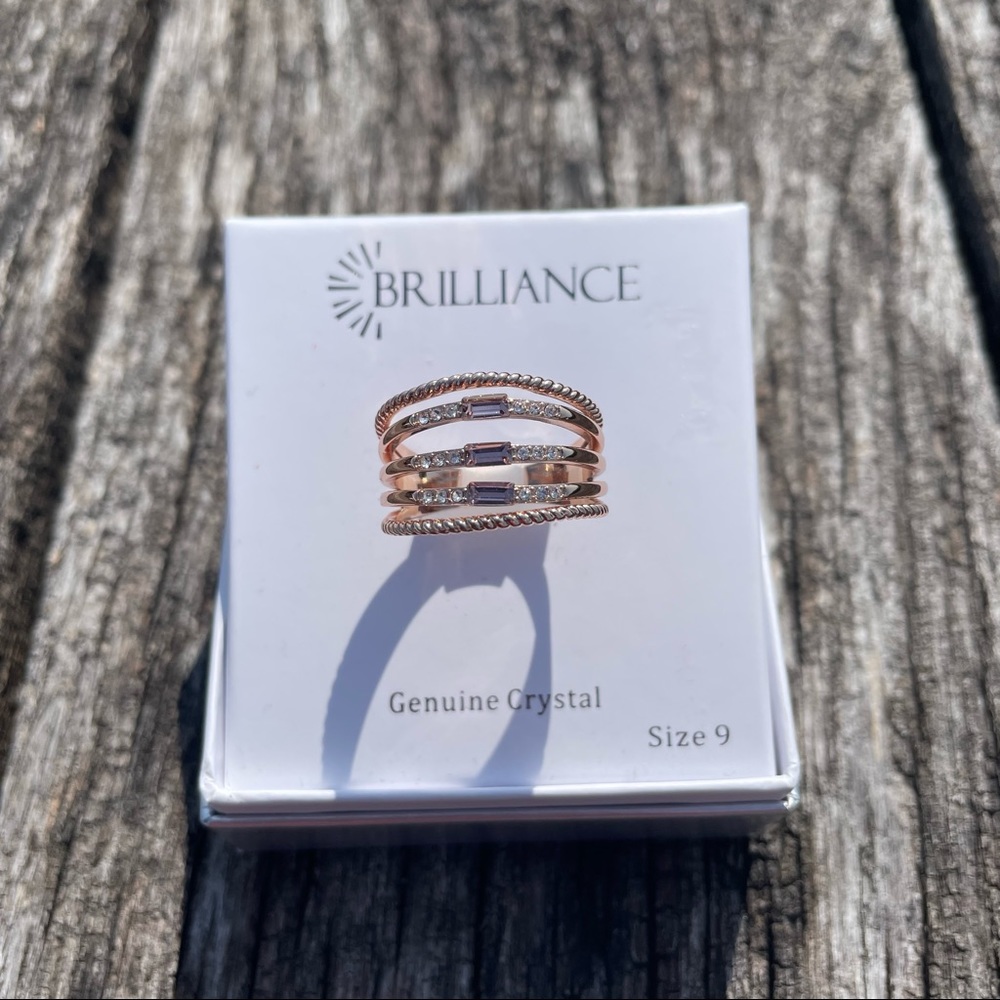 7, 8, 9 NWT brilliant genuine crystal rose gold plated ring - Picture 5 of 12